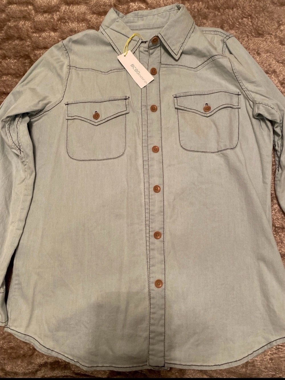 BCBGeneration Light Blue Casual Button-Down Shirt